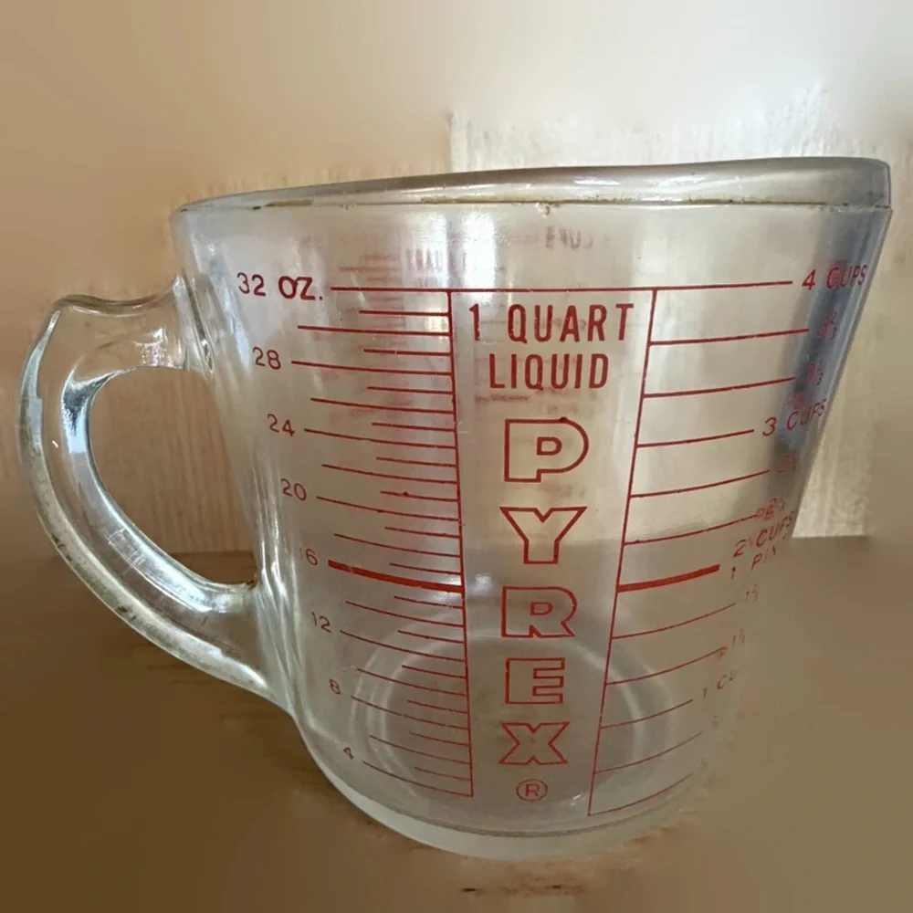 Vintage Pyrex 4 Cups Measuring Cup Red Letter D Handle